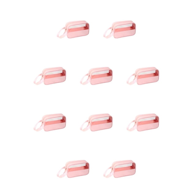 Soidarity Bolsa de almacenamiento portátil multifuncional para cosméticos Bolsas de maquillaje transparentes Bolsas de almacenamiento de rosa talla pequeña 10piezas