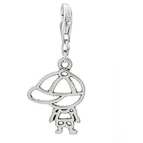 Sexy Sparkles Lovely Boy Clip On For Bracelet Charm Pendant for European Charm Jewelry with Lobster Clasp - Zinc Metal Alloy