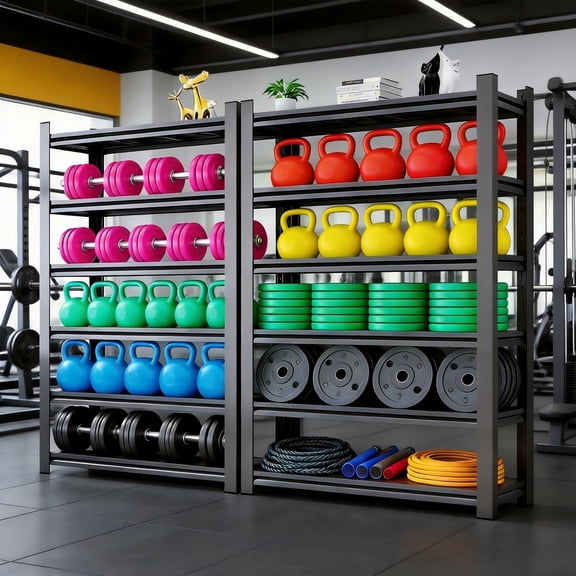 Heavy Duty Metal Garage Shelving Unit, 5-Tier Adjustable Large Storage Shelves, 3000LBS for Garage & Basement and Pantry Industrial Steel Rack, Ideal for Tool Organization & Storage, Black, 78"H
