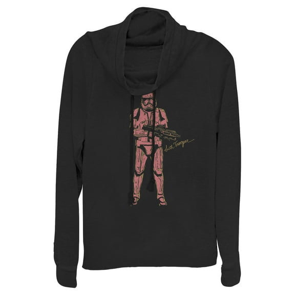 Junior's Star Wars: The Rise of Skywalker Sith Trooper Villain  Cowl Neck Sweatshirt Black X Large