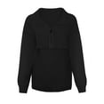 thumbnail image 3 of Ribbed Knit Half Zip Sweatshirts Long Sleeve Zipper Front Plain Pullovers Casual Lightweight Loose Winter Fall Tops (XL, Black), 3 of 3