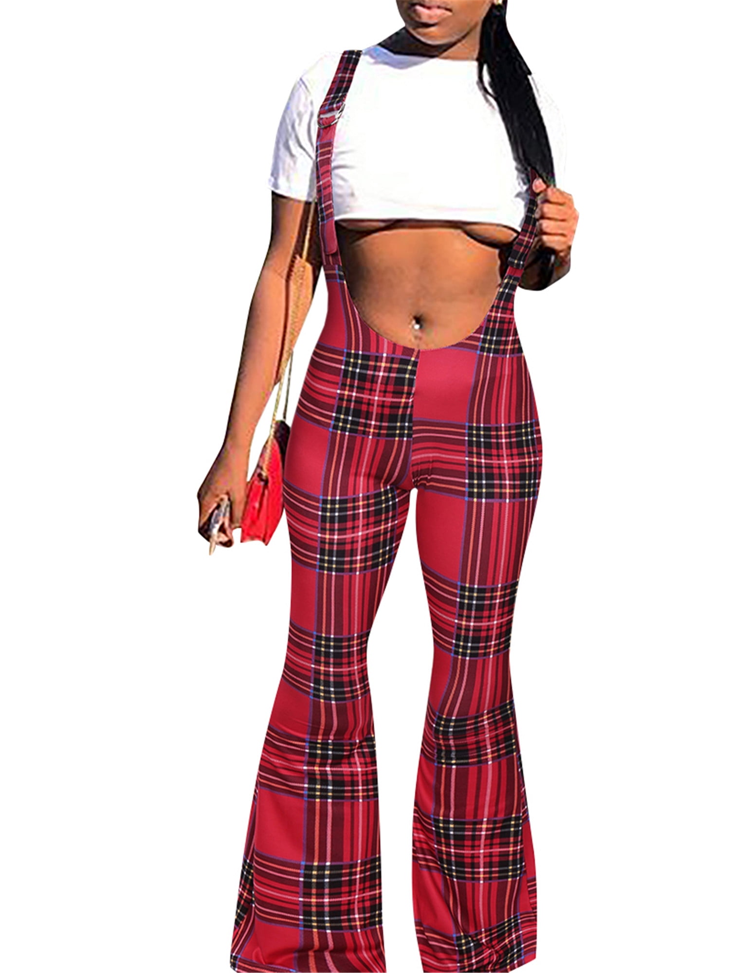 Suanret Women Plaid High-Waist 