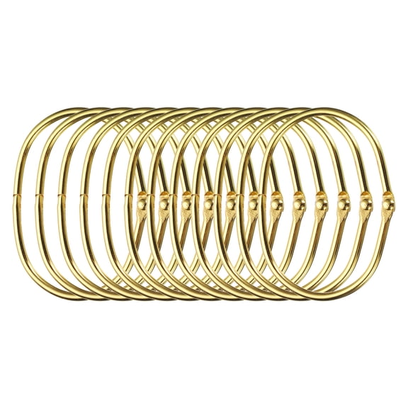 Unique Bargains Shower Curtain Rings Iron Oval Snap Hooks Glide for Shower Rods Gold