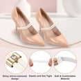 thumbnail image 3 of Uxcell 4 Pairs High Heels Shoe Straps, Rhinestone Elastic Shoe Straps Heels Detachable Ankle Straps Replacement Shoelace Crystal for Women Loose Slippers Sandals, Bright Beige, 3 of 7