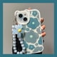thumbnail image 1 of Carcasa De Cadena Compatible Para iPhone 14 Pro Max 13 12 11 X Xr Xs SE 2020 Flor Azul Gris Funda Para Teléfono Orejas De Oso Lente Todo Incluido De Silicona Transparente Trasera, 1 of 4