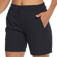 thumbnail image 2 of Titcea Cargo Shorts Women Summer Casaul Elastic Waist Solid Color Stretch Running Athletic Shorts with Zipper Pockets Outdoor Trendy Comfy Hiking Shorts, 2 of 10