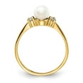 thumbnail image 2 of Solid 14k Yellow Gold 5mm Freshwater Cultured Pearl Diamond Ring Band Size 6.5 (.078 cttw.), 2 of 6