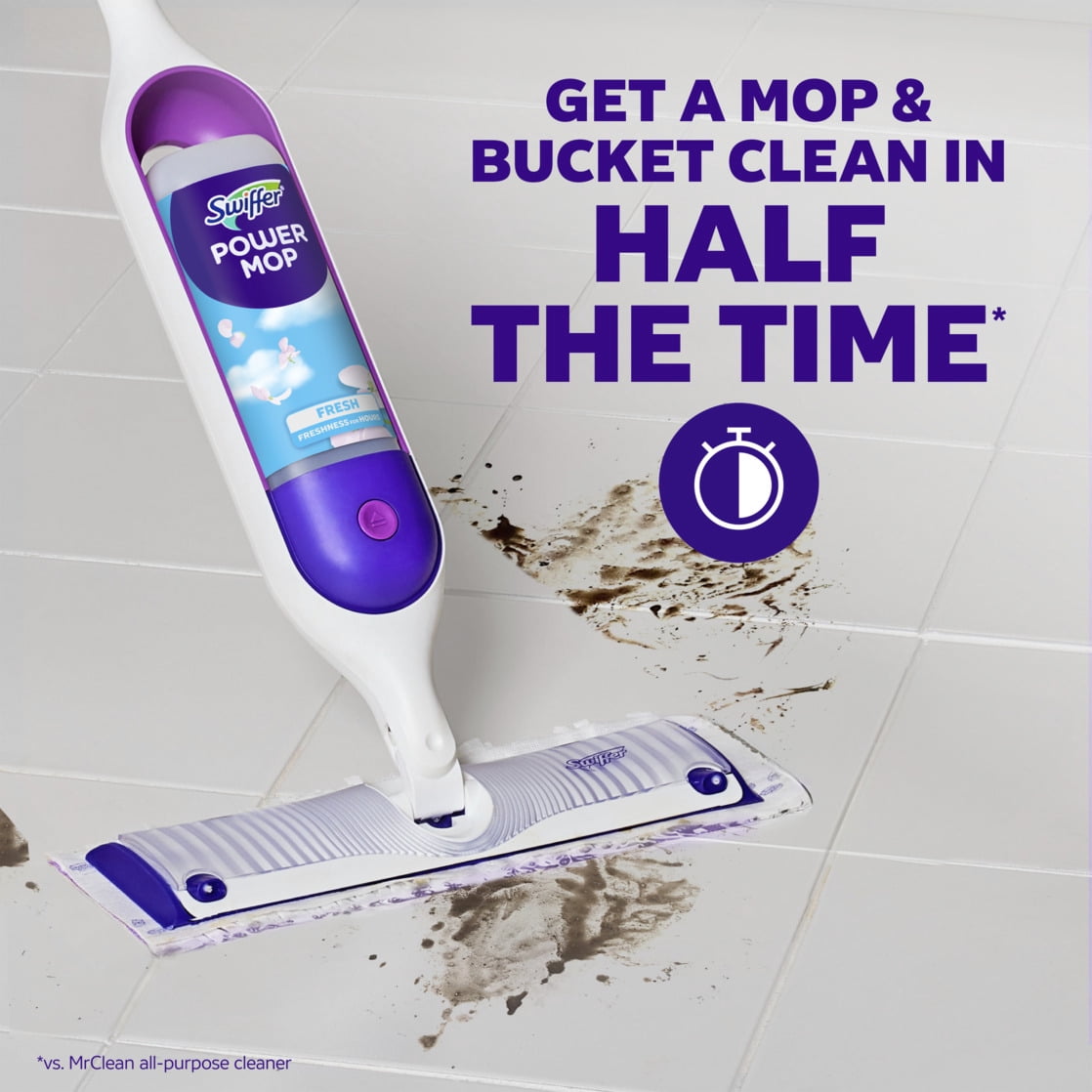 Swiffer Power Mop Multi-Surface Kit for Floor Cleaning, Fresh Scent