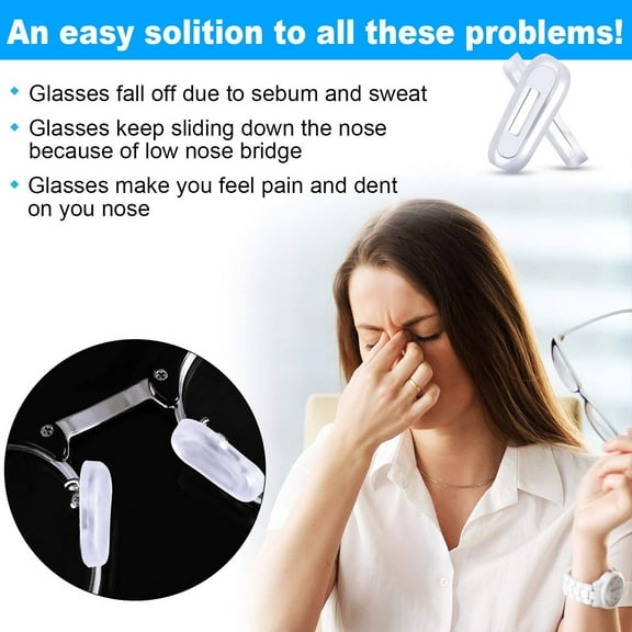 Eyeglass Nose Pads, Adhesive Anti-Slip Nose Pads, Soft Silicone Nose Pad Cushion for Glasses, Eyeglasses, Sunglasses