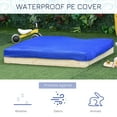 thumbnail image 3 of Outsunny Kids Wooden Sandbox w/ Two Plastic Boxes Foldable Bench Seat Waterproof Cover Bottom Liner Storage Space, 3 of 9