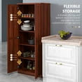 thumbnail image 3 of Tan 63" Kitchen Pantry Cabinet with 5 Shelves, Adjustable Storage Cabinet with 2 Doors, 23.5"W x 15.8"D x 63"H, 3 of 8