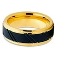 thumbnail image 2 of Silly Kings Jewelry Tungsten Wedding Band Yellow Gold Black Tungsten Band Tungsten Carbide 8mm Men and Women Brushed, 2 of 3