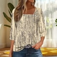 thumbnail image 2 of Yuanlook Tops for Women,Trendy Casual 3/4 Sleeve Asymmetric V Neck Blouses Dressy Women Shirts Clothing - Khaki - M, 2 of 5