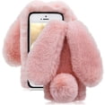 thumbnail image 2 of Rabbit Case for Samsung Galaxy A25 5G, Cute 3D Bunny Ears Soft Furry Hairball Fuzzy Winter Warm Faux Fur Plush Fluffy TPU Bumper Women Girls Protective Cover - Pink, 2 of 5