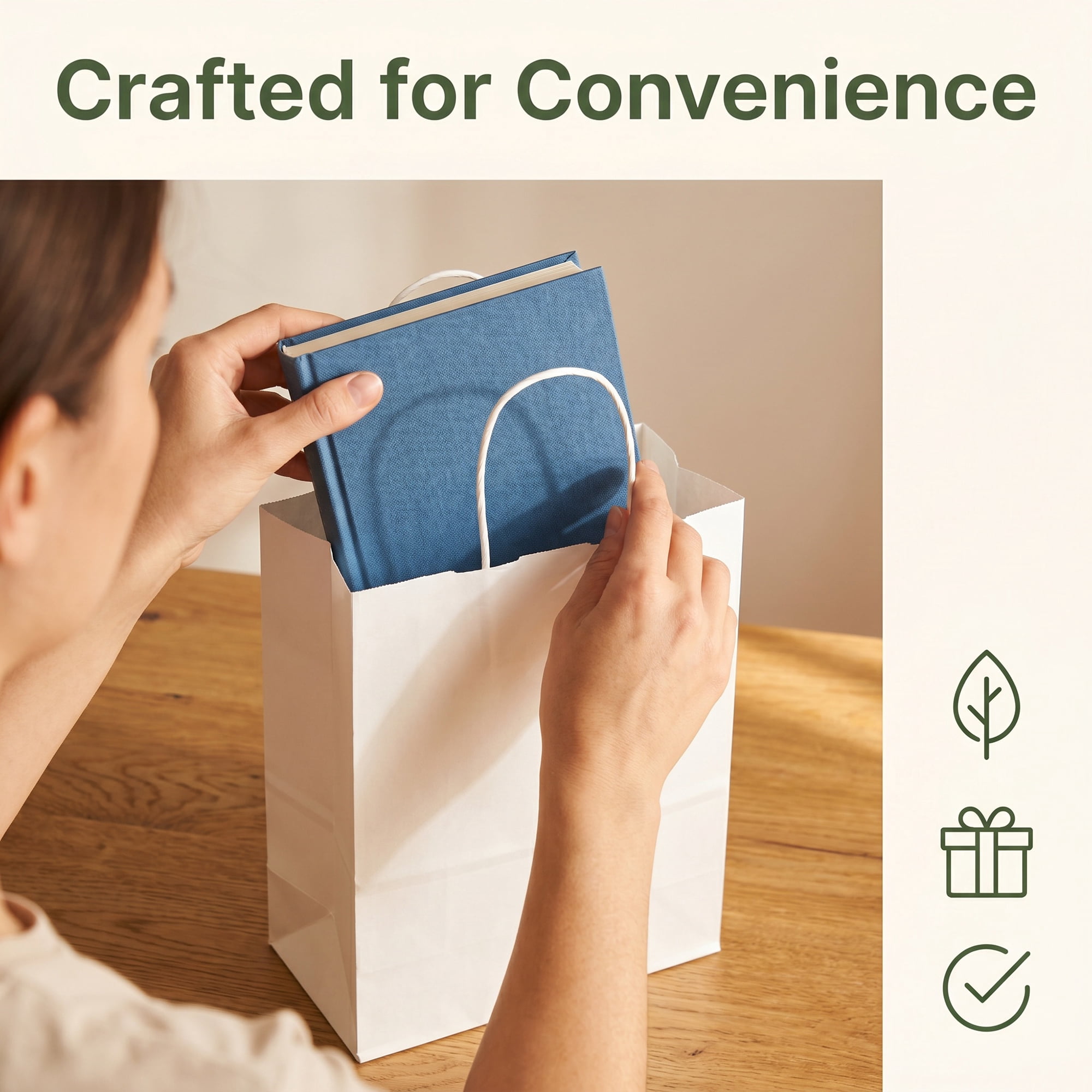 Unique Bargains 10Pcs Heavyweight Premium Gift Bags with Handles White 8.3" x 4.3" x 10.6"