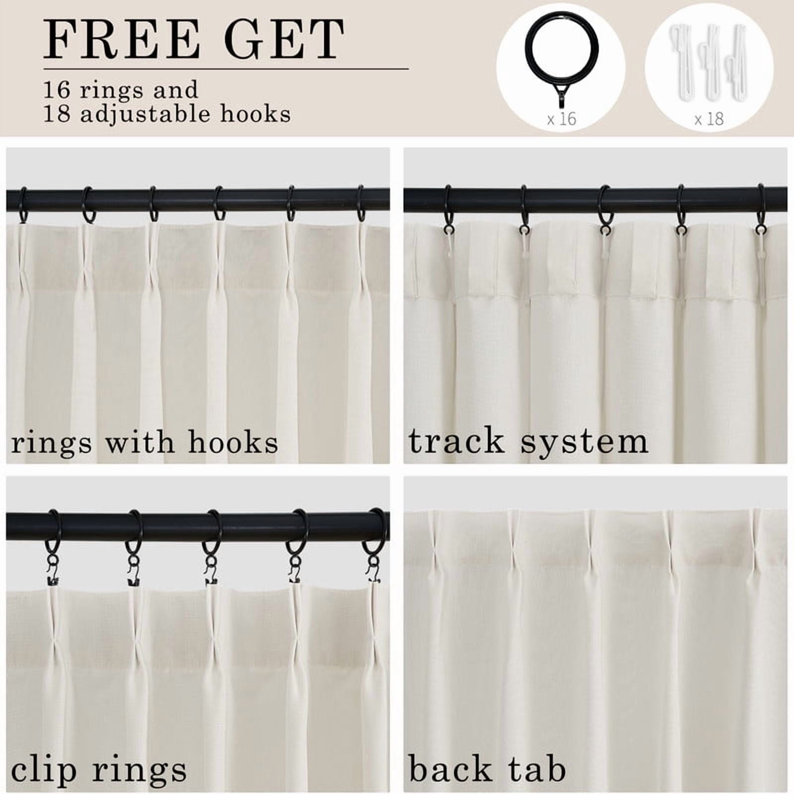 Topfinel Light Filtering Curtains Natural Pinch Pleated Drapes Back Tab Pinch Pleat Hooks Rings Window Treatments for Living Room Bedroom, Ivorybeige, 40x96 inch, 2 Panels