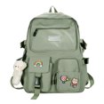 thumbnail image 2 of Mochila informal de nailon con cremallera a la moda para estudiantes para ir de compras (verde) Tmvgtek Para Estrenar, 2 of 9