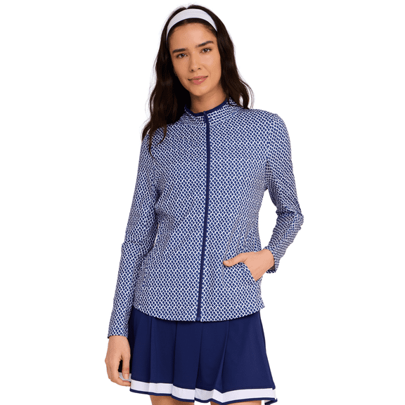 X by Gottex Women's Mock Neck Mesh Inset Full Zip Athletic Jacket