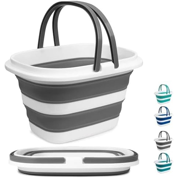 Large Collapsible Mop Bucket, 16L(4.2 Gallon) Plastic Bucket for House Cleaning, Car Washing, Silicone Cleaning Supplier Organizer, Portable Basket with Handle for Laundry Storage, Fishing