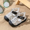 thumbnail image 4 of JIAYUE Toddler Boys Girls Athletic Sandals Summer Baby Breathable Soft Sole Hook And Loop Sports Footwear Mesh Letter Print Closed Toe Walking Shoes For Kids, 4 of 5