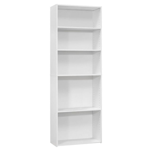 Monarch Specialties Bookshelf, Bookcase, 6 Tier, 72"h, Office, Bedroom, Laminate, White, Transitional