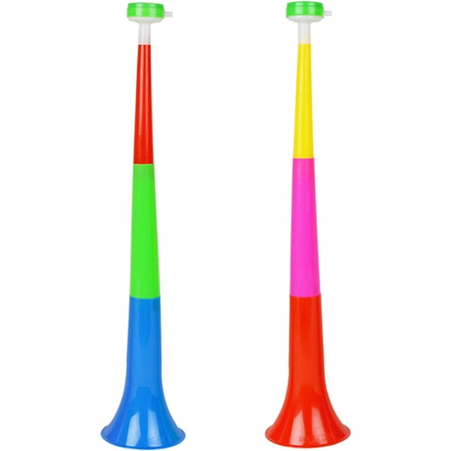 2 piezas Trompetas de vuvuzela de plástico NQ color aleatorio para animar eventos deportivos