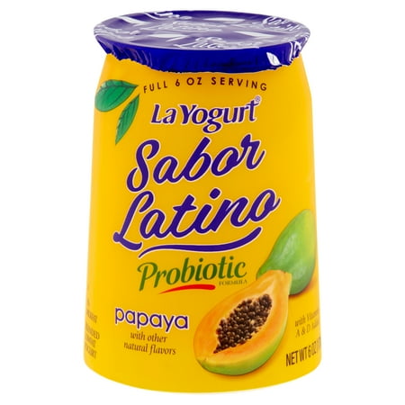 La Yogurt Sabor Latino Probiotic Papaya Blended Lowfat Yogurt, 6 oz