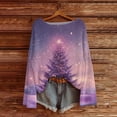 thumbnail image 4 of WTOBBY Women's Fashion Casual Christmas Print Round Neck Long Sleeve Knitted Sweater, Holiday Theme Cozy Pullover Top for Winter, Christmas Tree Snowflake Pattern Design,Purple S, 4 of 4