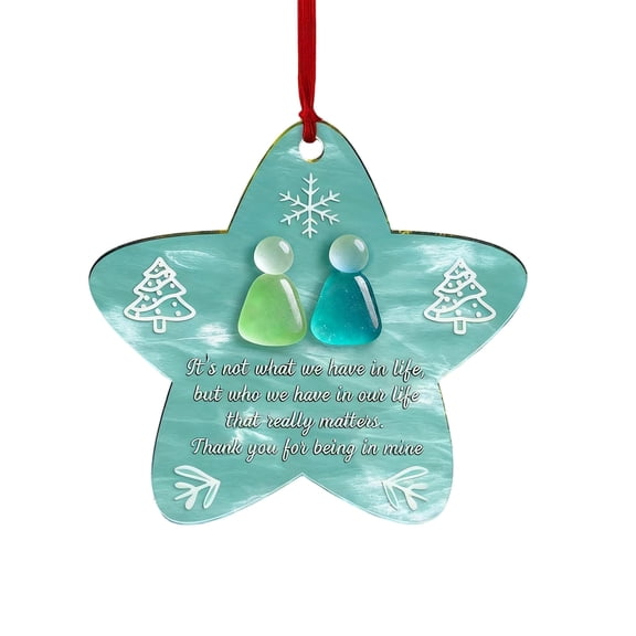 Cheapark Heart-Shaped Sea Glass Friendship Decor - Handcrafted Keepsake Ornament, Pastel Hues, Perfect for Christmas Tree Hanging & Holiday Friendship Gifts