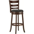 thumbnail image 3 of Weston Home Dark Cherry Ladder Back Swivel Bar Height Stool, Grey Linen, 3 of 3