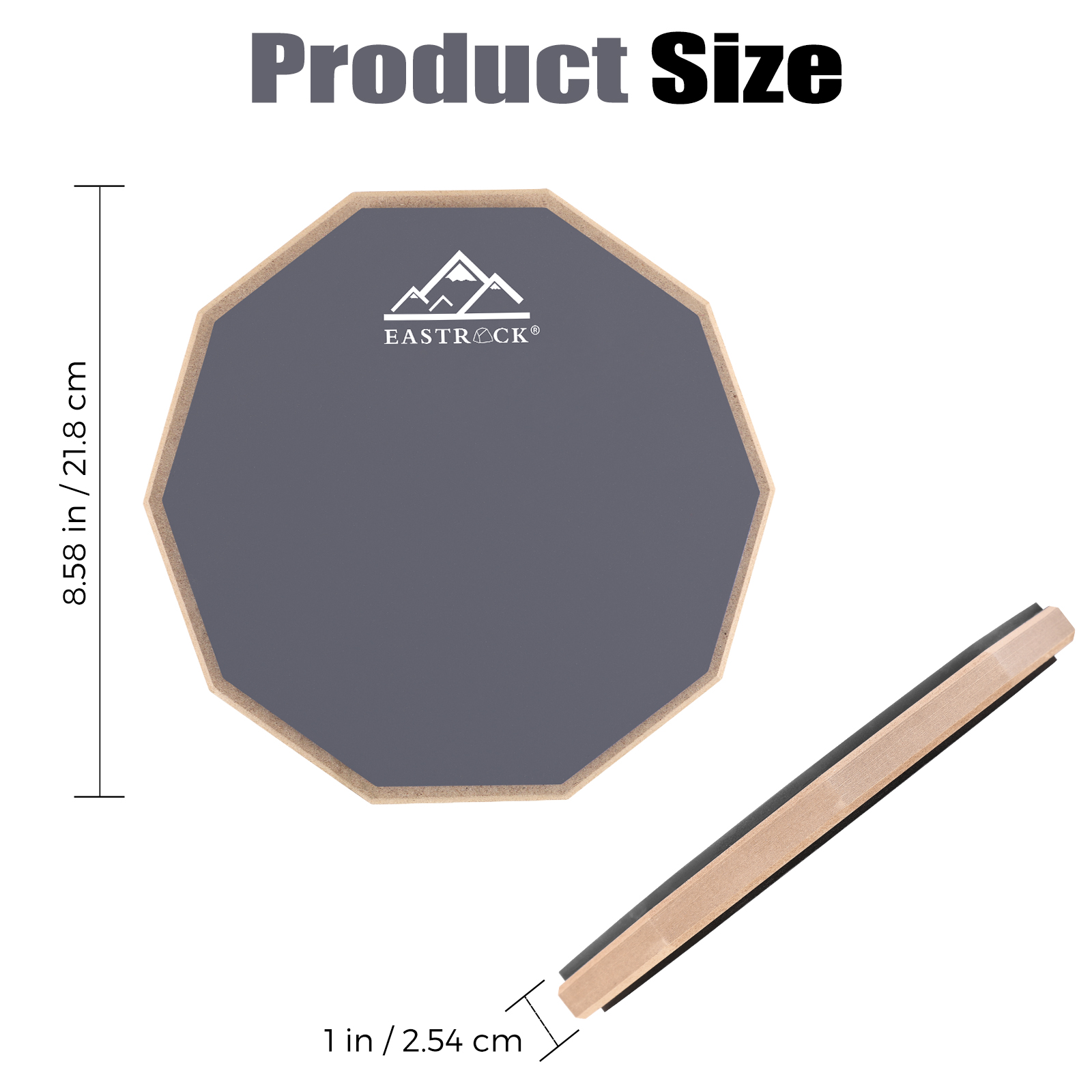 Eastrock Drun Practice Pad 8 inch Double Silicone Surface Non-Slip Rubber Silent Practice Drum Pad for Beginner Dark Grey