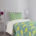 thumbnail image 5 of Ambesonne Shark Quilted Bedspread Set 2 Pcs, Friendly Yellow Fishes, Twin Size, Sea Green Yellow, 5 of 6