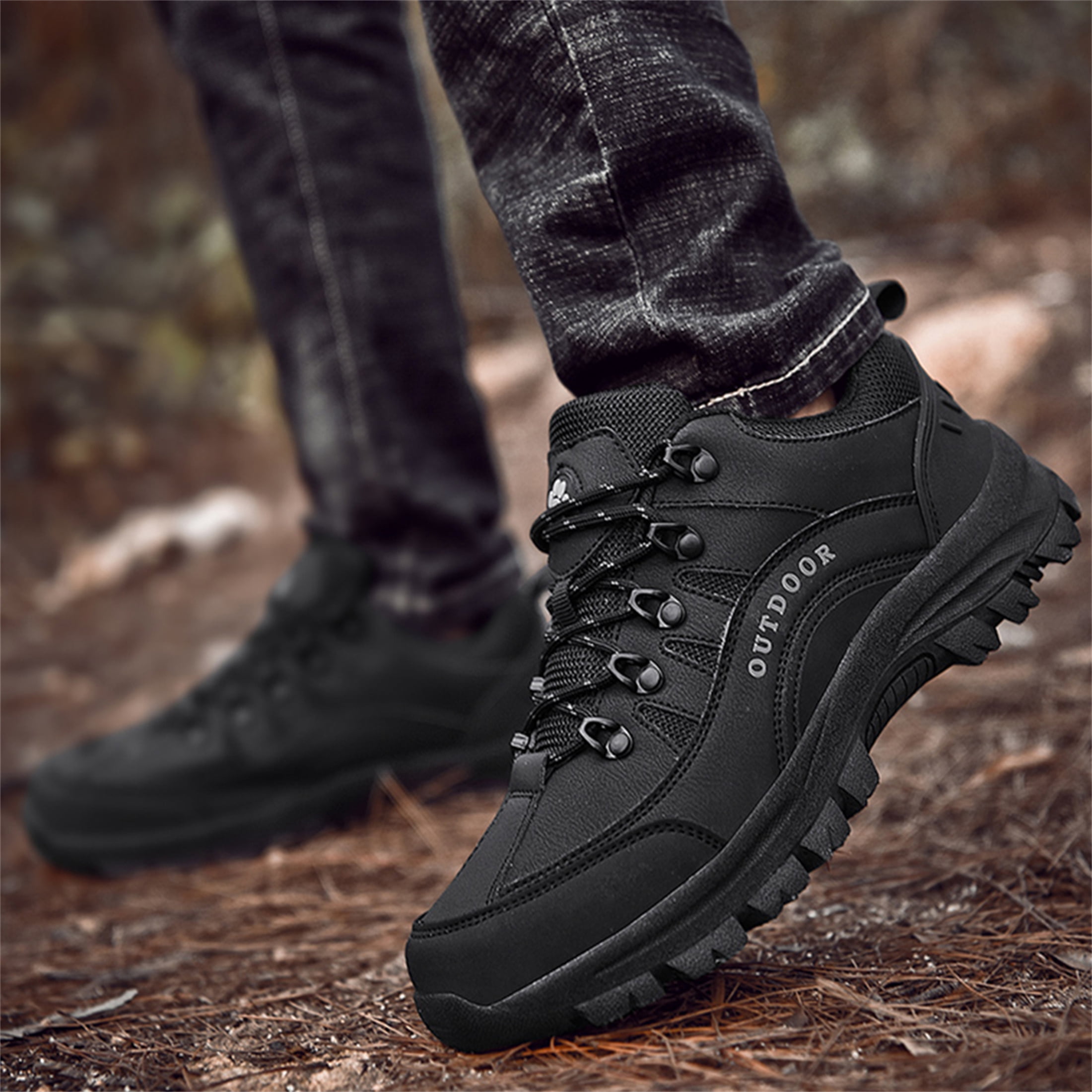 LASUDRAA Men's Hiking Shoes Waterproof Non-Slip Low-Up Sport Shoes Comfortable Outdoor Sneakers