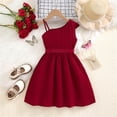 thumbnail image 5 of Spazoro Girls Midi Cold Shoulder Dresses, Crew Neck Solid Short Sleeve A-Line Casual Summer Dresses for Girls Red Size 5-6, 5 of 9