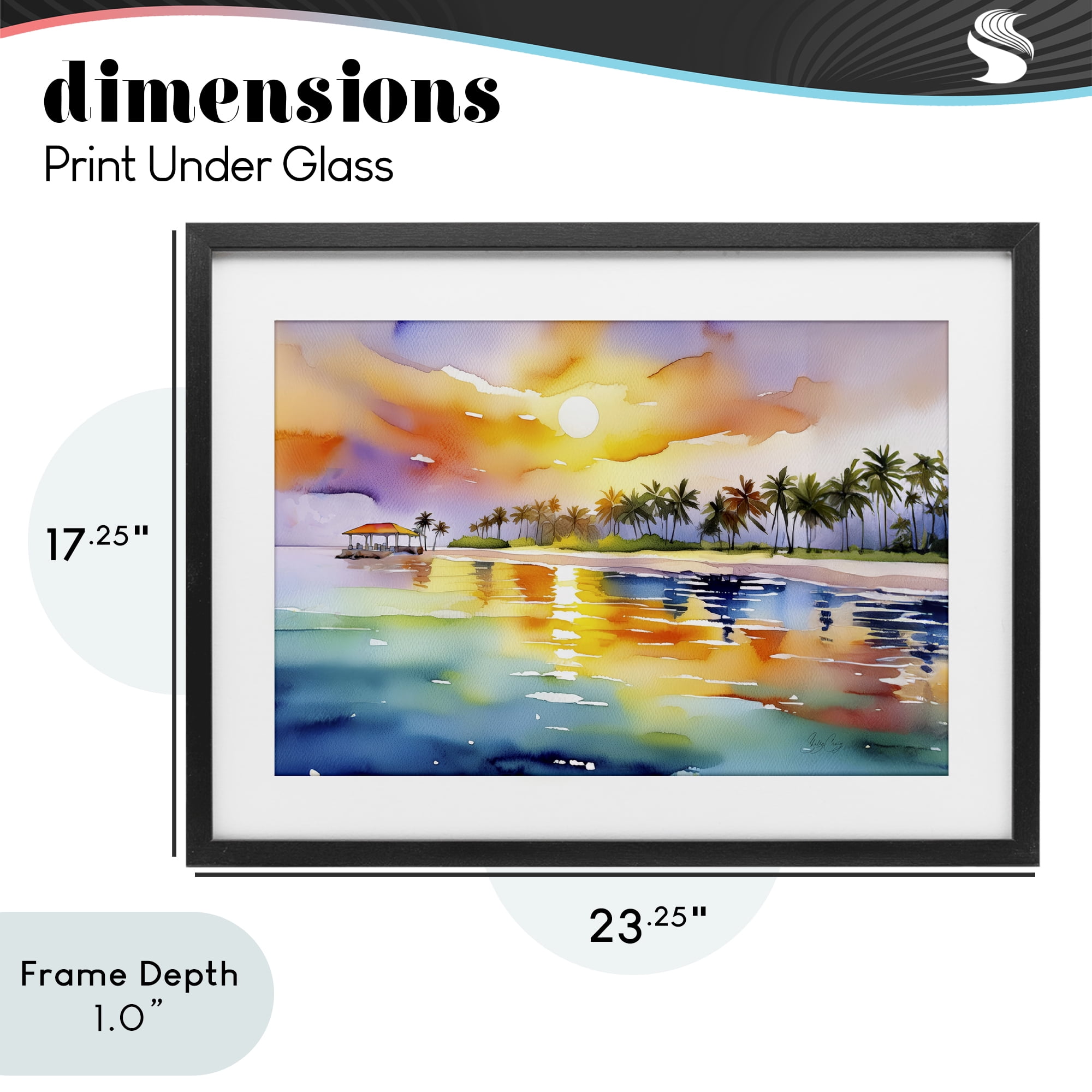Stupell Industries Caribbean Calm Sunset Black Framed Print Under Glass, design by Shelly Craig