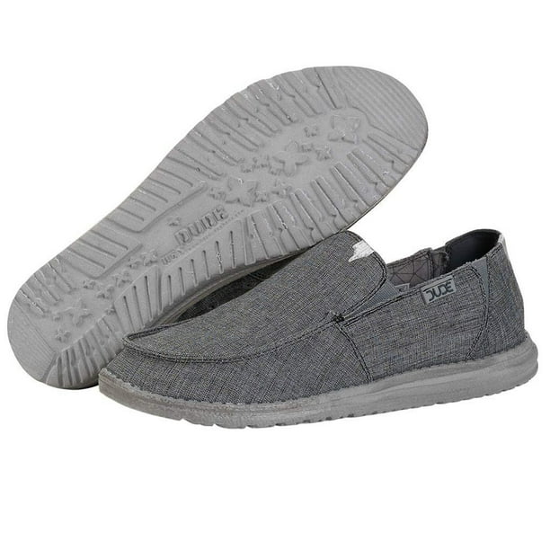 Hey Dude Hey Dude Men's Chan Linen Stretch Loafers Grey Linen Canvas