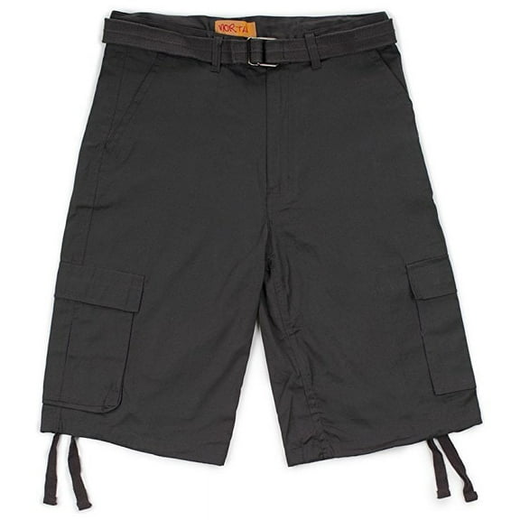 North 15 Men's Belted Clasic Cargo Pockets Twill Shorts-4550-Char-36