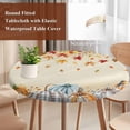 thumbnail image 4 of Orange Grey Fall Round Tablecloth, Fitted Table Cover with Elastic for 55"-60" Round Tables, Thanksgiving Maple Leaf Pumpkins Table Cloth Outdoor Indoor Dinning Party Waterproof Tablecloths, 4 of 7