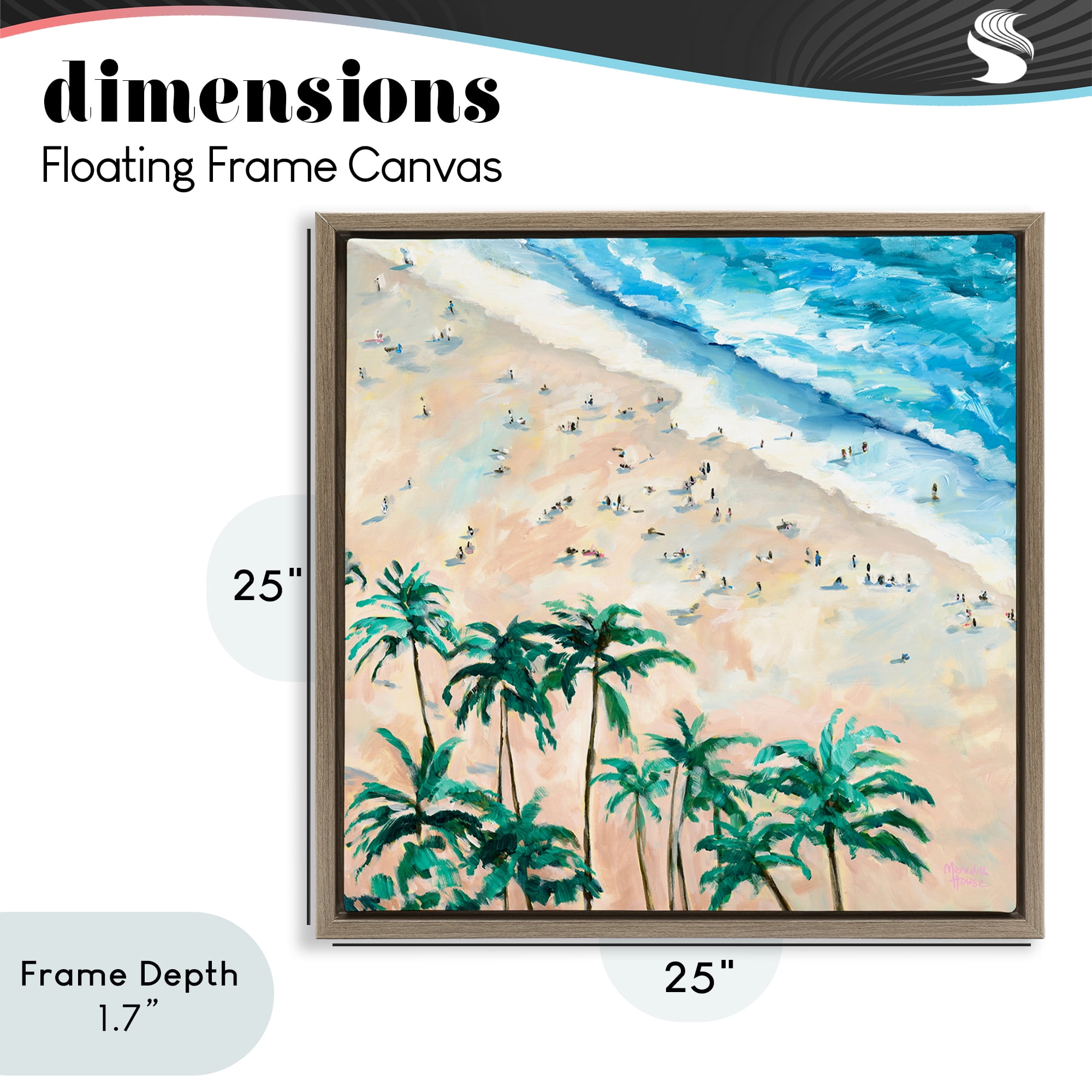 Stupell Industries Waikiki Beach Overview Brown Framed Floater Canvas Wall Art, design by Meredith Howse