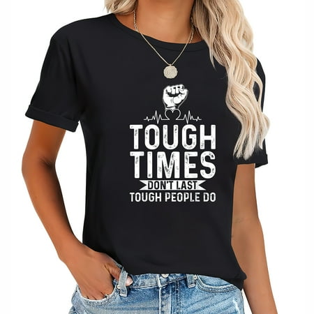 Times Don t Last Tough People Do Heart Disease Awa Fashionable Graphic T-Shirt for Women – Short Sleeve Summer Top