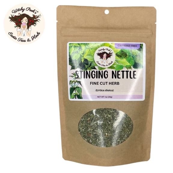 Witchy Pooh's Stinging Nettle Tea - Loose Leaf, Fine Cut, Caffiene Free, 1oz Pouch