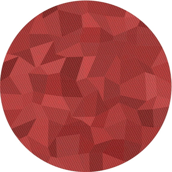 Ahgly Company Indoor Round Patterned Red Area Rugs, 4' Round