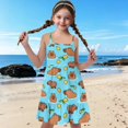 thumbnail image 3 of Uourmeti Girls Sleeveless Dress 11-12y Spaghetti Strap Sundress Capybara Love Tiered Dress for Summer Girls Swing Midi Tank Dress Kids Cute Capybara Clothes, 3 of 7