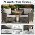 thumbnail image 6 of Opohoro 6 Piece Outdoor Wicker Patio Chairs Set with Sofa, 2 Ottomans and Glass Side Table, All-Weather Wicker Conversation Set for Porch, Deck, Balcony, 6 of 12