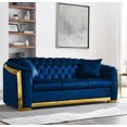 thumbnail image 2 of 81.8"W Chesterfield Sofa, Velvet 3 Seat Couch with Button Tufted Decor and Gold Stainless Legs, Luxury Vintage Couch for Living Room, Office, Navy Blue, 2 of 8