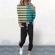 thumbnail image 3 of Gibobby Sudaderas de Forro Polar y Pantalones Conjunto de pantalones casuales con cordones de manga larga y cuello redondo a color block a la moda para mujer(Verde,CH), 3 of 4