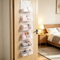 thumbnail image 5 of Over Door Hanging Storage Organizer with Mesh Window 6 Pocket Wall Mount for Bedroom Dorm Apartment Closet Space Saving, 5 of 6