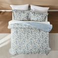 thumbnail image 3 of Lush Decor Lillian Block Print Reversible Comforter 3 Piece Set King/ Cal King Blue & Sage - Floral Bedding Set - Blue Comforter - Vintage Decor, 3 of 10
