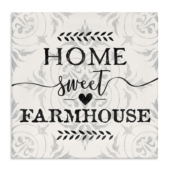Stupell Industries Shabby Chic Home Sweet Farmhouse Soft Sentiment Damask Pattern Canvas Art, 17 x 17, by Ziwei Li