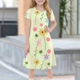 thumbnail image 2 of Girls Summer Dress Tween Dresses Floral A-Line Dress Short Sleeve Casual Summer Dress with Colorful Flower Print for Kids ,Sie:120, 2 of 7